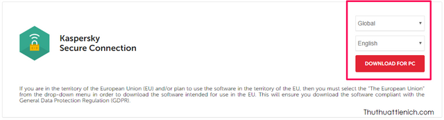 Chọn Global, English rồi nhấn nút Download For PC