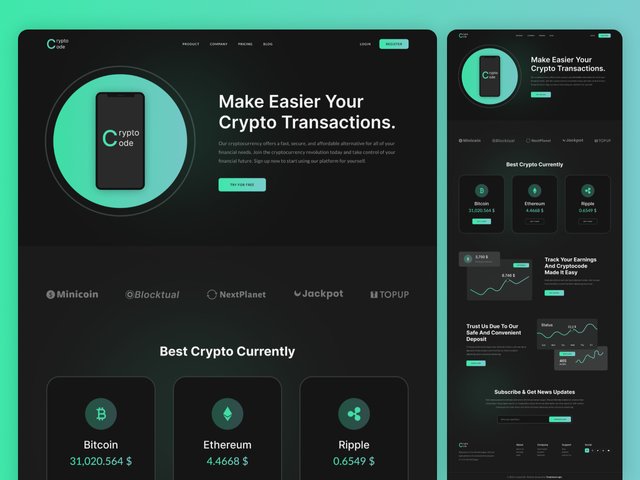 Free CryptoCurrency Website template