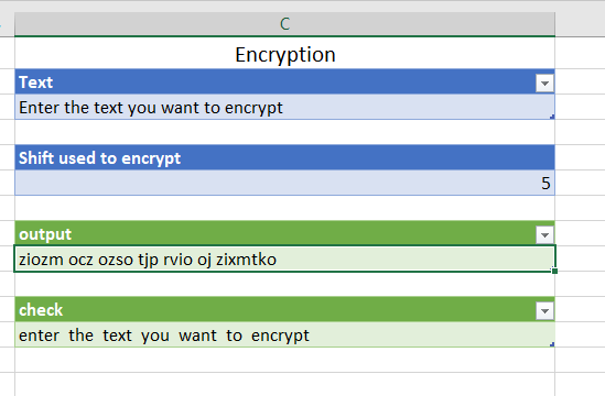 Ceaser Cipher in Excel
