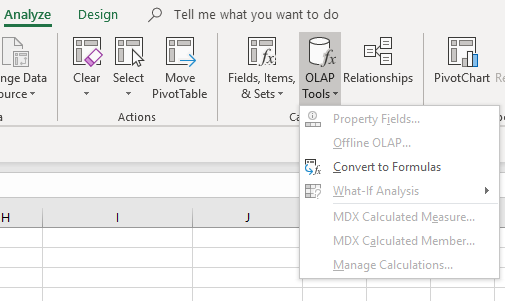 PIvot tables OLAP Tools