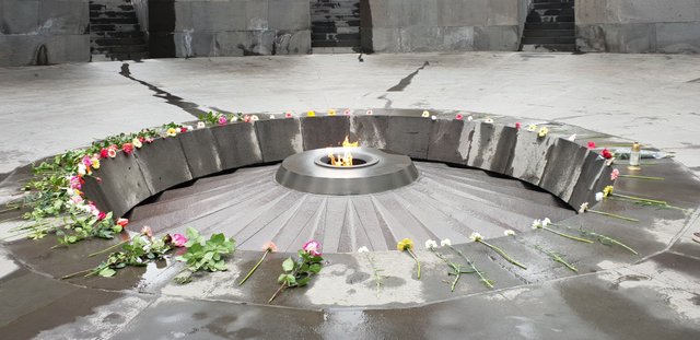 Eternal flame dedicated to the 1.5 million people killed by the genocide.