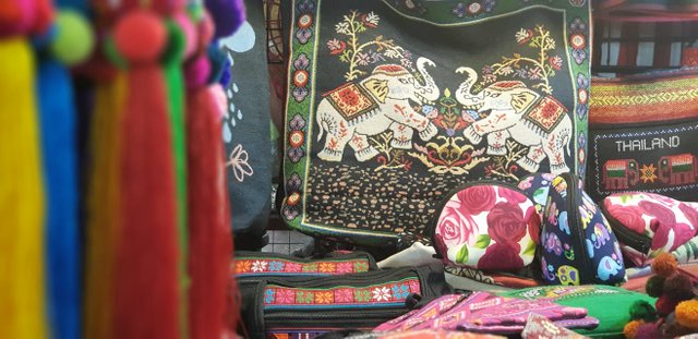 Handmade Thai handicrafts in a market at Walking Street