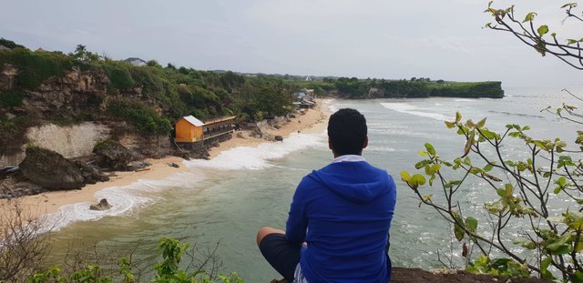 Breathtaking view of the Balangan beach coastline from the cliff