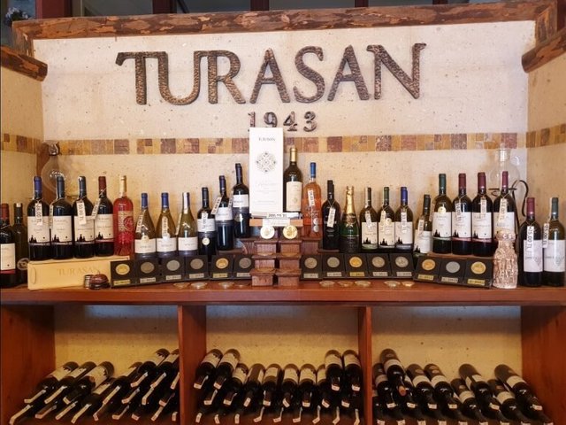 Different varieties of wine at Turasan Sarapcilik in Urgup