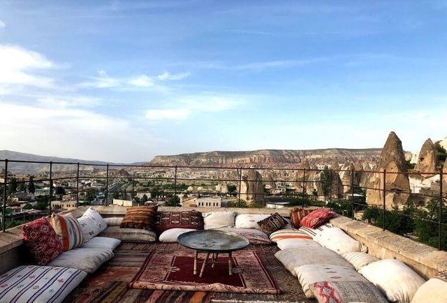 Lovely sunset view from the terrace of Cappadocia Cave Suites