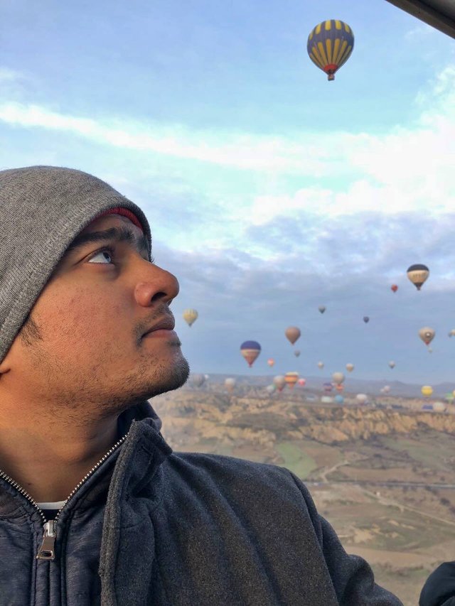Me enjoying the Hot Air Balloon ride with Royal Balloons in Cappadocia
