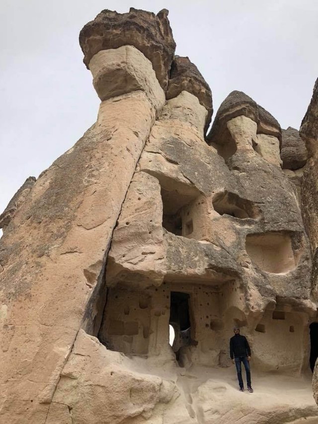 The Fairy Chimneys were created by wind and water erosion of the solidified lava ie. tuff that got formed due to volcanic eruptions