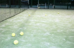 tennis ball over the net