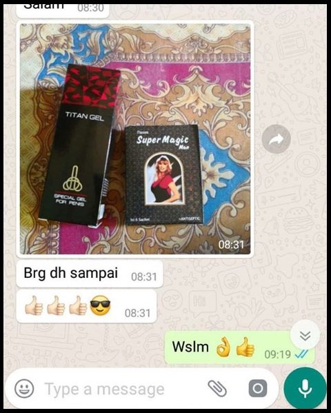 barang sampai titan gel rusia