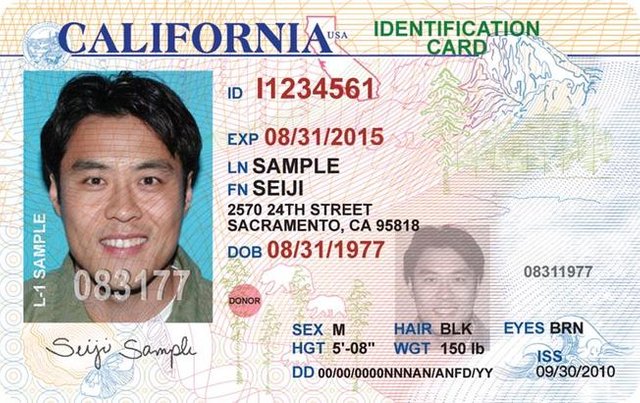 California ID card, public domain