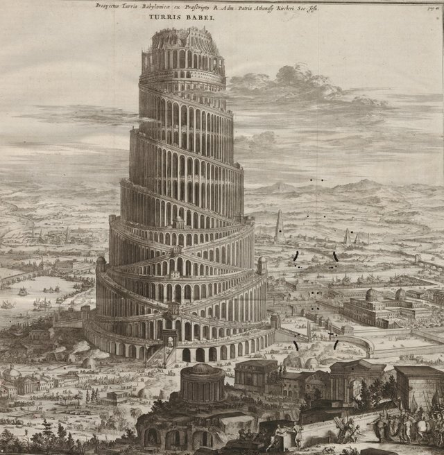 Turris Babel by Athanasius Kircher - Wikipedia.org