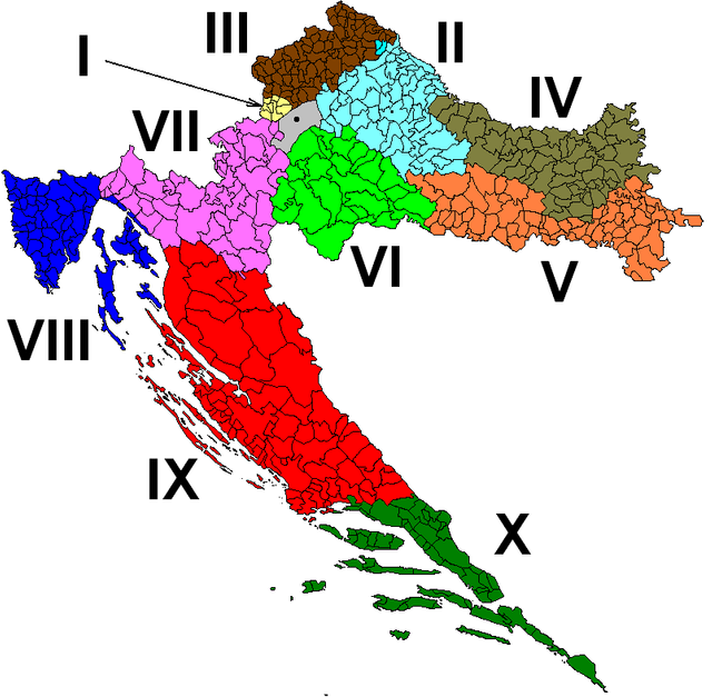 Croatian Electoral Districts (source: Wikimedia Commons)