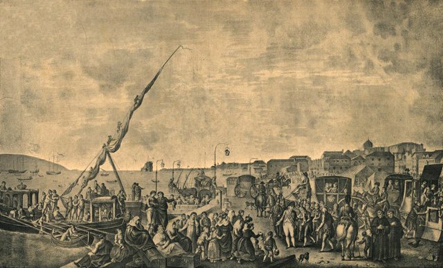 Embarque da Família Real portuguesa no cais de Belém em Lisboa, no dia 29 de Novembro de 1807