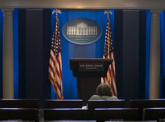James Brady Press Briefing Room. Photo by Kellerbn. Creative Commons Attribution 2.5 Generic license.
