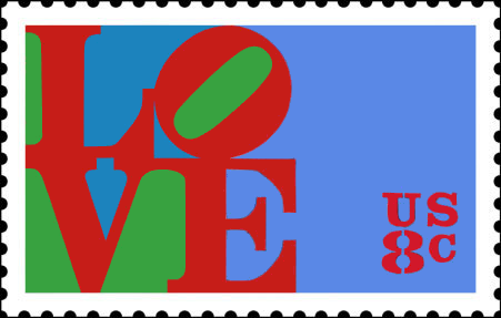love by Robert Indiana as reproced on the 8cent stamp by the USpostal service