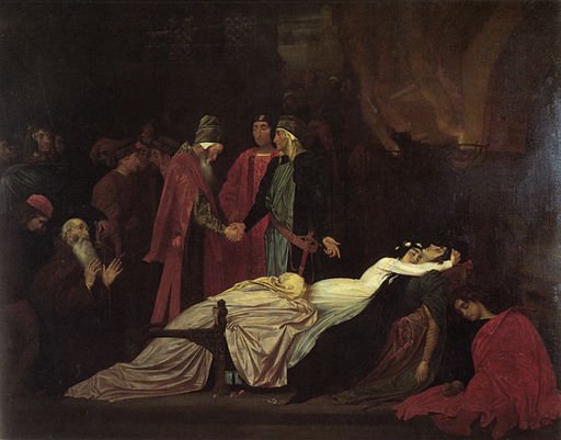Frederick Leighton -- The Reconciliation of the Montagues and Capulets over the Dead Bodies of Romeo and Juliet