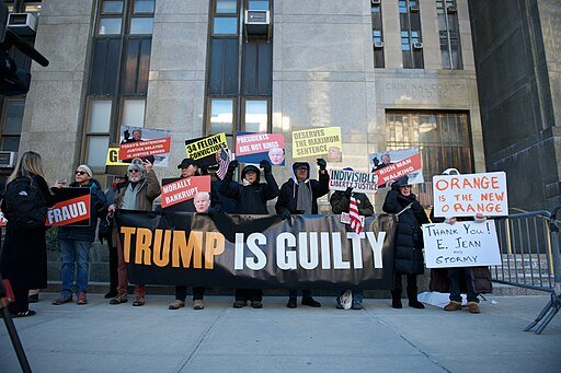 Protesters outside the court on the day of Trump's sentencing. Photo by Swinxy. Creative Commons Attribution 4.0 International license.