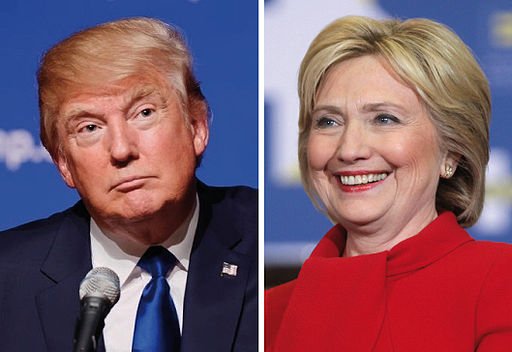 Donald Trump and Hillary Clinton during United States presidential election 2016. Photos by Gage Skidmore, composition by Krassotkin.  Creative Commons Attribution-Share Alike 3.0 Unported license.