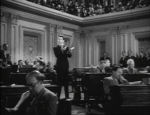 Jefferson Smith's filibuster from the film "Mr. Smith Goes to Washington." Public Domain.