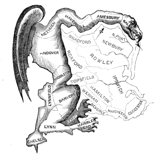 The political cartoon that led to the coining of the term Gerrymander. 