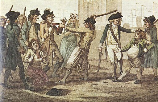 1780 caricature of a press gang. Author Unknown. Public Domain.