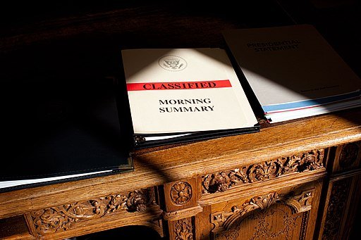 Classified document on Resolute desk