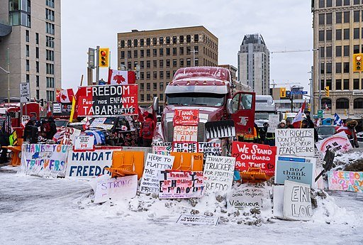 Freedom Convoy 2022, Ottawa, Canada (February 12, 2022). Photo by Maksim Sokolov. Creative Commons Attribution-Share Alike 4.0 International license.