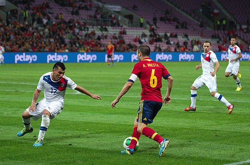 Spain - Chile - 10-09-2013 - Geneva - Gary Medel and Andres Iniesta