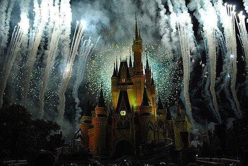 Fireworks at Disney World in Orlando, Florida. Photo by Abacoaseo. Creative Commons Attribution-Share Alike 4.0 International license.