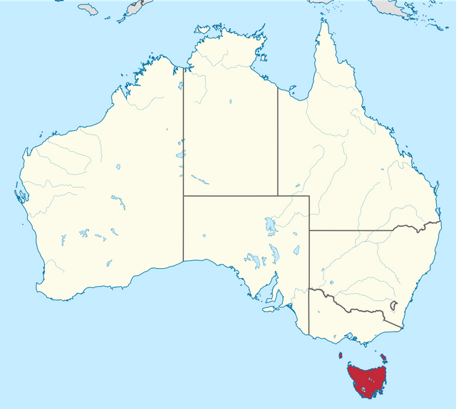 Map of Australia with Tasmania highlighted