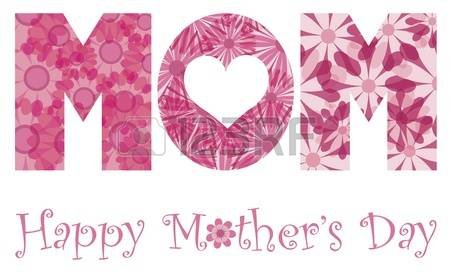 Happy Mothers Day with MOM Alphabet Letters Outline in Floral Patterns Illustration Isolated on White Background Stock Vector - 16681728