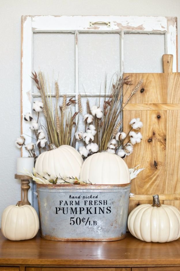 Best Crafts for Fall - DIY Farmhouse Pumpkin Bucket - DIY Mason Jar Ideas, Dollar Store Crafts, Rustic Pumpkin Ideas, Wreaths, Candles and Wall Art, Centerpieces, Wedding Decorations, Homemade Gifts, Craft Projects with Leaves, Flowers and Burlap, Painted Art, Candles and Luminaries for Cool Home Decor - Quick and Easy Projects With Step by Step Tutorials and Instructions http://diyjoy.com/best-crafts-for-fall