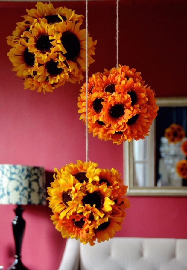 DIY Hanging Sunflower Pendants