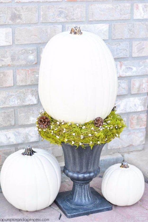 Best Crafts for Fall - White Pumpkin Topiary - DIY Mason Jar Ideas, Dollar Store Crafts, Rustic Pumpkin Ideas, Wreaths, Candles and Wall Art, Centerpieces, Wedding Decorations, Homemade Gifts, Craft Projects with Leaves, Flowers and Burlap, Painted Art, Candles and Luminaries for Cool Home Decor - Quick and Easy Projects With Step by Step Tutorials and Instructions http://diyjoy.com/best-crafts-for-fall