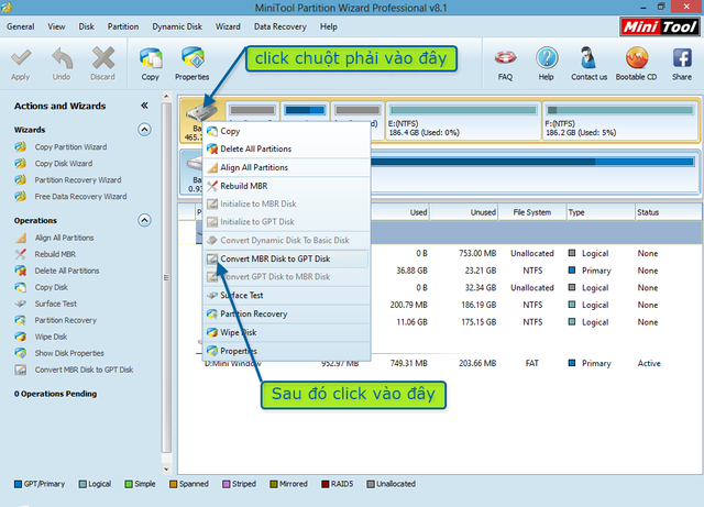 Cách convert ổ cứng giữa hai định dạng MBR và GPT