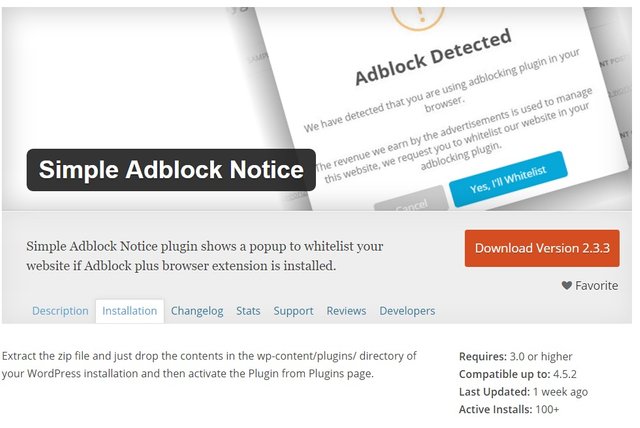 Simple Adblock Notice