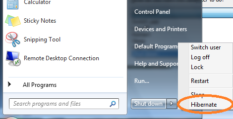 Cách bật / tắt chế độ hibernate trong Windows 7