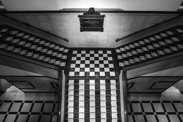 Black and white staircase former supreme court Singapore