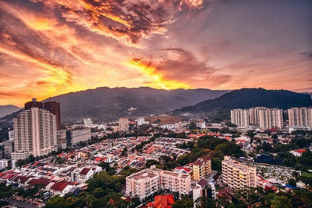 george town penang sunset