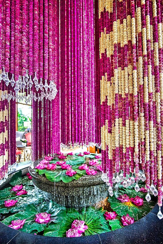 flower arrangement at Mandarin Oriental Bangkok hotel