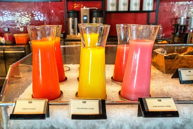 Fruit juices at the buffet