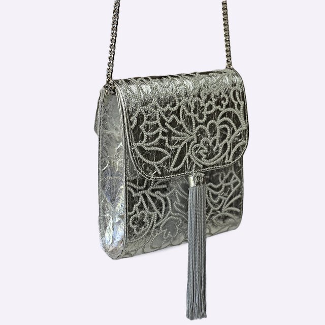 HFS Collective Gigi Tassel Silver Pinatex Bag