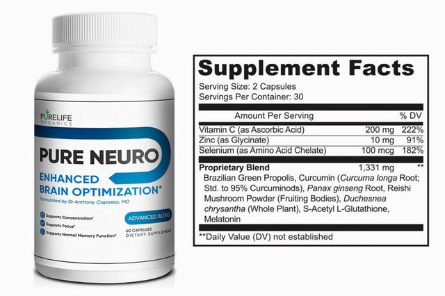 Pure Neuro Ingredients Label