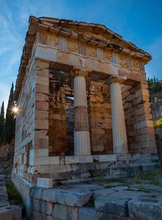Treasury of Athens, built to commemorate their victory at the Battle of Marathon.