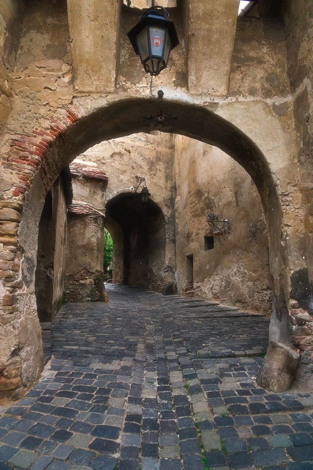 Medieval passageway in Sighisoara, Romania
