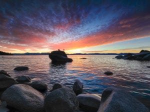 Blazing skies at Lake Tahoe's northern shore.