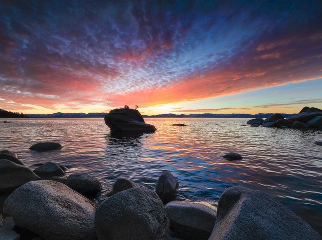 Blazing skies at Lake Tahoe's northern shore.