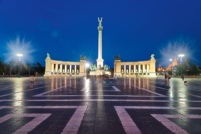 The Heroes' Square during the Blue Hour. Budapest, Hungary. photographs of budapest