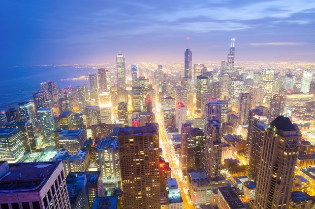 Sunset above the Chicago Skyline